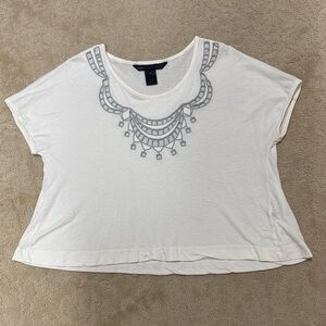 Marc By Marc Jacobs Cream and Gray Short Sleeve Top